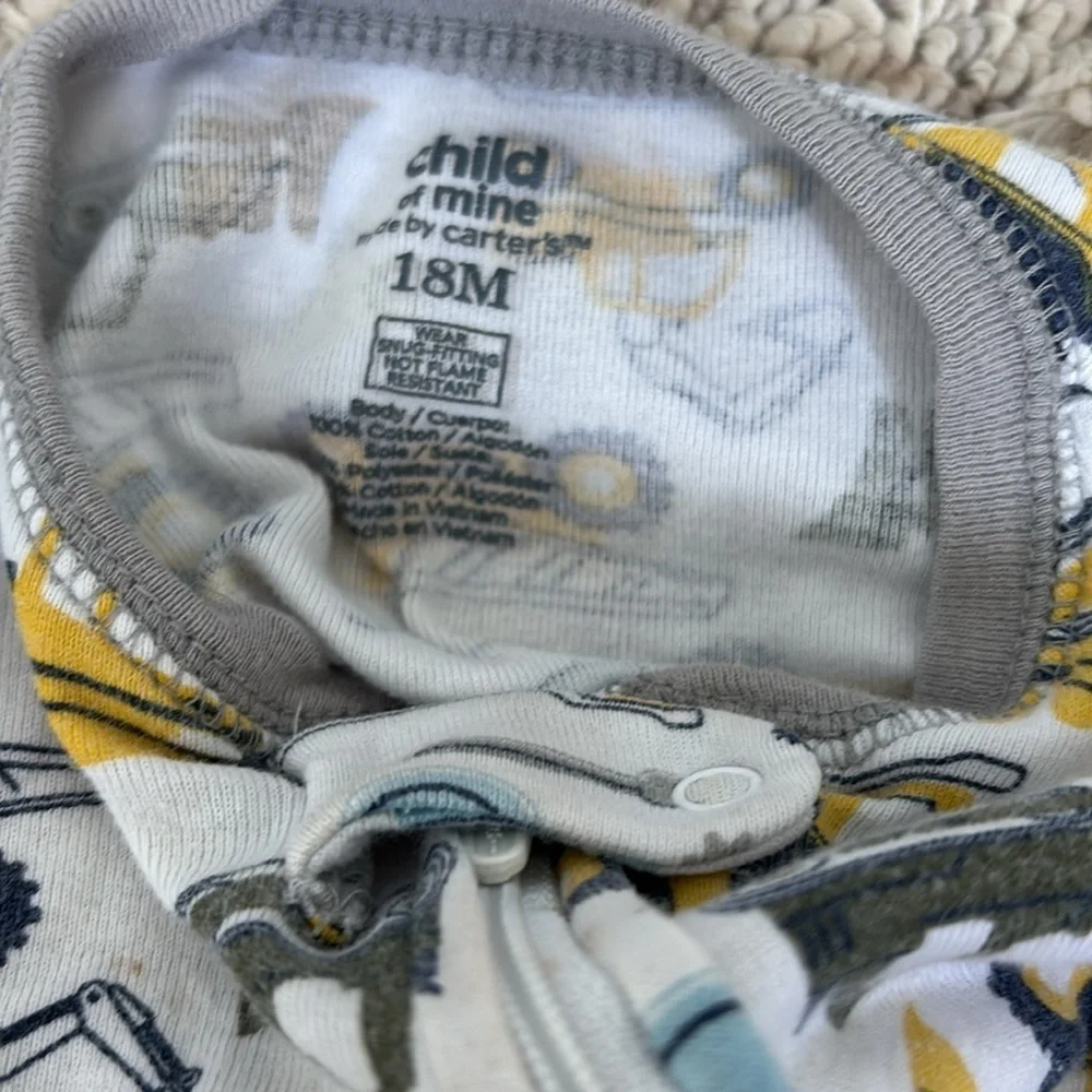 Carters 18 months sleeper pajama’s bulldozers and tools- light weight and cozy
